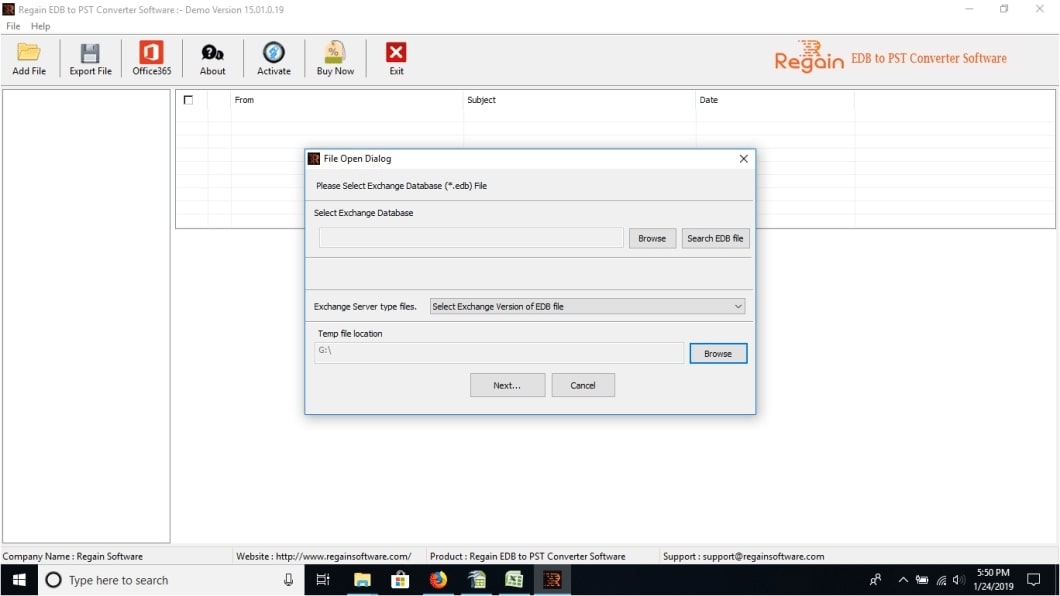 Regain EDB to PST File Converter 15.01.0.19